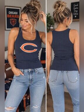 Chicago Bears NFL Women's Medium Navy Ribbed Tank Top Football